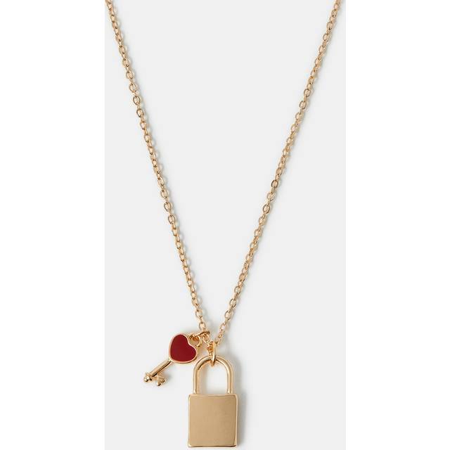 Gold Padlock & Key Pendant Necklace - Accessorize - One Size