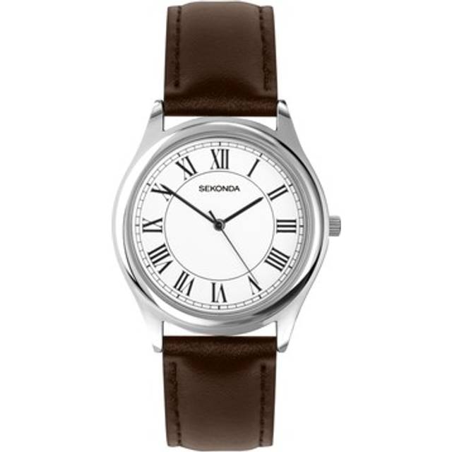 Sekonda watch mens 30249 classic dress watch roman numerals brown leather strap