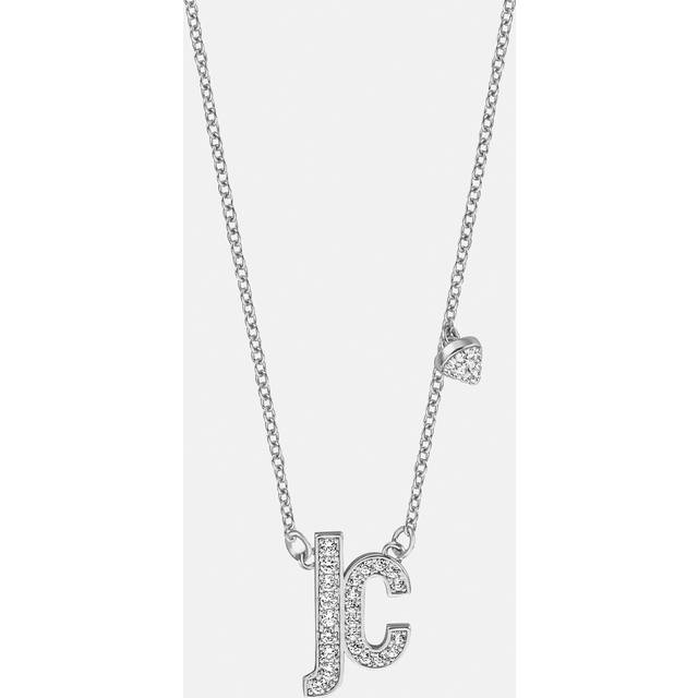 Roberto Cavalli, Accessoarer, Dam, ONE Size, Logo Silverhalsband med Vita Stenar
