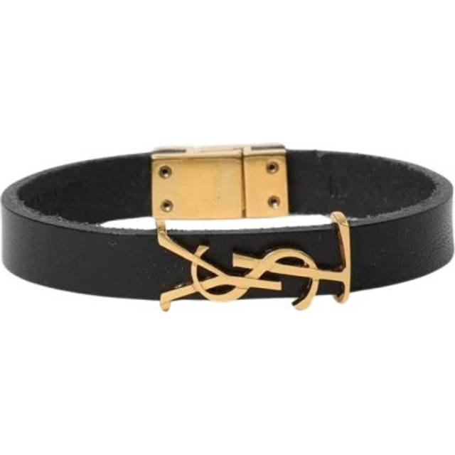 Saint Laurent, Accessoarer, Dam, L, Läder, Svart läderarmband med magnetlås