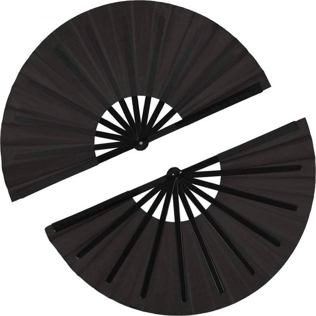 Maitys 2 Pcs Large Folding Hand Rave Fan Nylon Cloth Foldable Hand Rave Fan Chinese Kung Fu Fan Festival Craft Dance Fan Decorat
