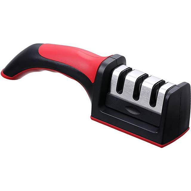 Knife Sharpener 3 Slot Kitchen Knives Sharpen Blade Sharpening Tool for Home Kitchen Red röd