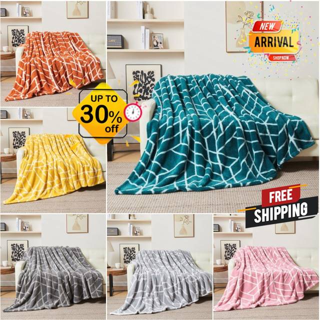 Teddy bear fleece throw warm & cosy fluffy blanket for sofa bed chair or settee