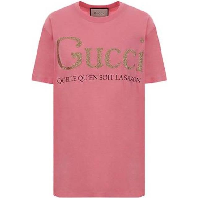 (WMNS) Gucci Bronzing Alphabet Short Sleeve Pink T-Shirt 615044-XJCLF-5351