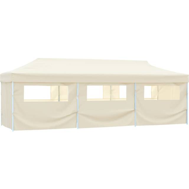 Pop-Up hopfällbart partytält med 8 sidoväggar gräddvit 3x9 m