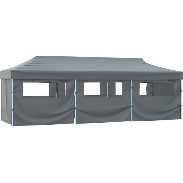 Pop-Up hopfällbart partytält med 8 sidoväggar 3x9 m antracit
