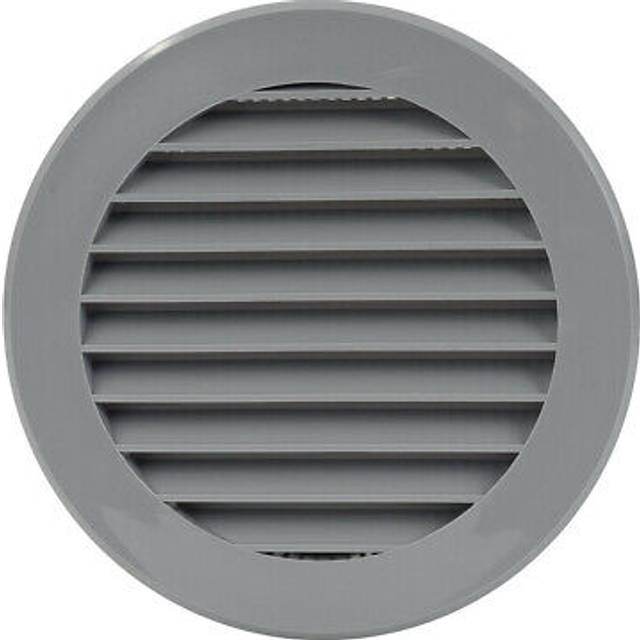 Grey Round Air Vent Grille 125mm With Flange And Fly Screen Ventilation Duct