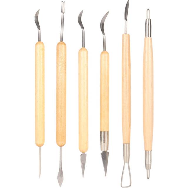 6pcs Pottery Clay Sculpting Tool Professional Double End Wood Handle Clay Sculpting Tool Set for