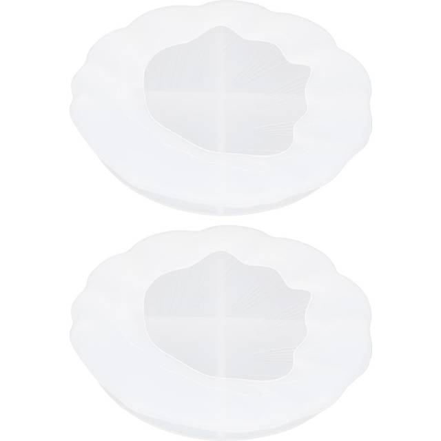 2Pcs Epoxy Mold Resin Casting Mould DIY Silicone Saucer Plate Leaf Texture Shell Mirror Surface