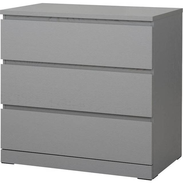 Ikea MALM Chest of 3 drawers, grey stained 80x78 cm