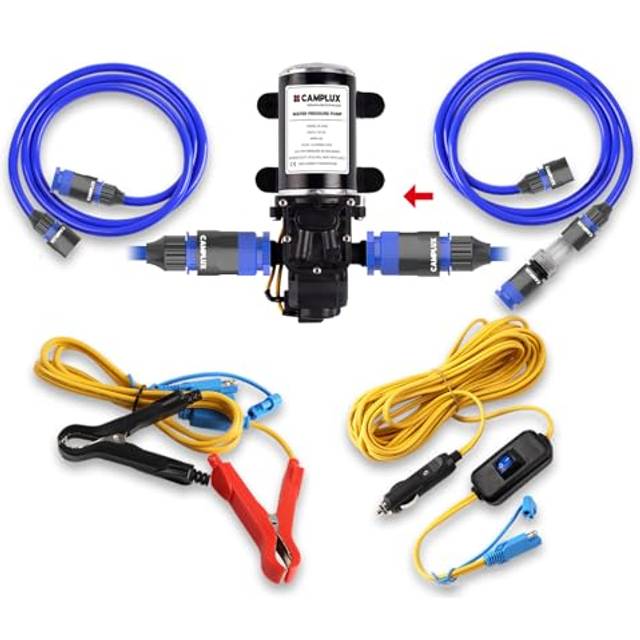 CAMPLUX 12V Water Pump 6L/Min, 65 PSI High Pressure Caravan Boat Gas Hot Water System