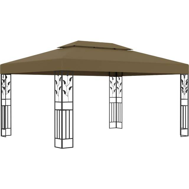 Paviljong dubbla tak 3x4 m taupe 180 g/m²