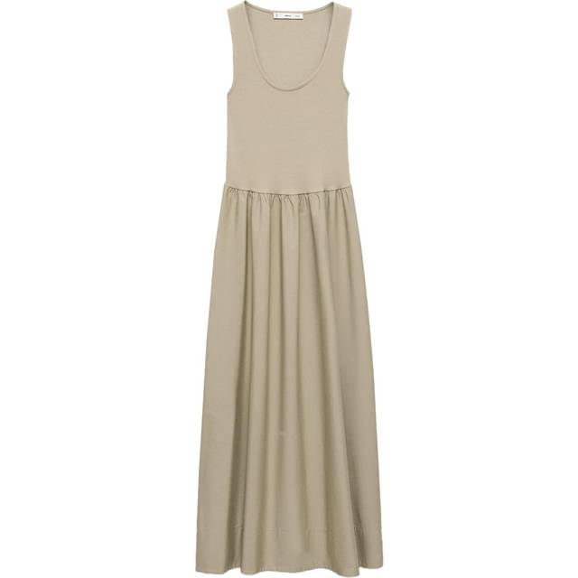 Flared dress in combined fabric khaki - Woman - 12 - MANGO - Khaki
