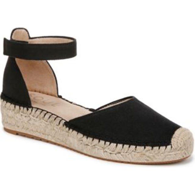 Soul Wren Espadrille Wedge Sandals, Black Canvas Fabric, 8.5M Almond Toe, Antimicrobial Lining