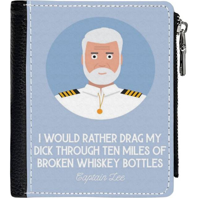 (Captain Lee Quotes - I Would Rather Drag My Through Ten Miles Of Broken Whiskey Bottles_148) PU Wallet Compact Bifold with Zipper & Multiple Card Coi