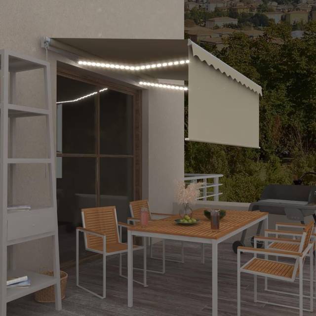 Manual Retractable Awning with Blind&LED 3x2.5m Cream - Beige - One Size