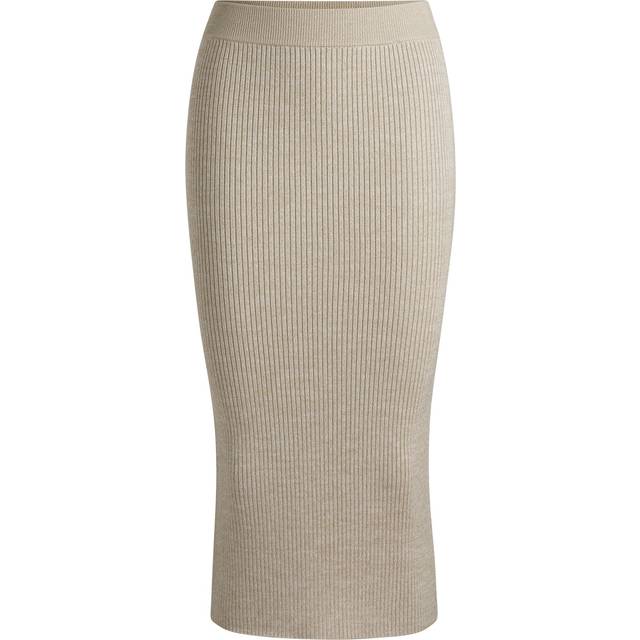 Ribbed tube skirt with mouliné effect - Light Beige