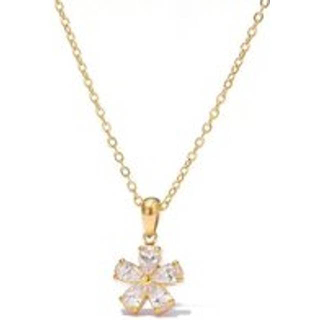 Womens Flower Diamante Necklace in Gold - Metallics - One Size