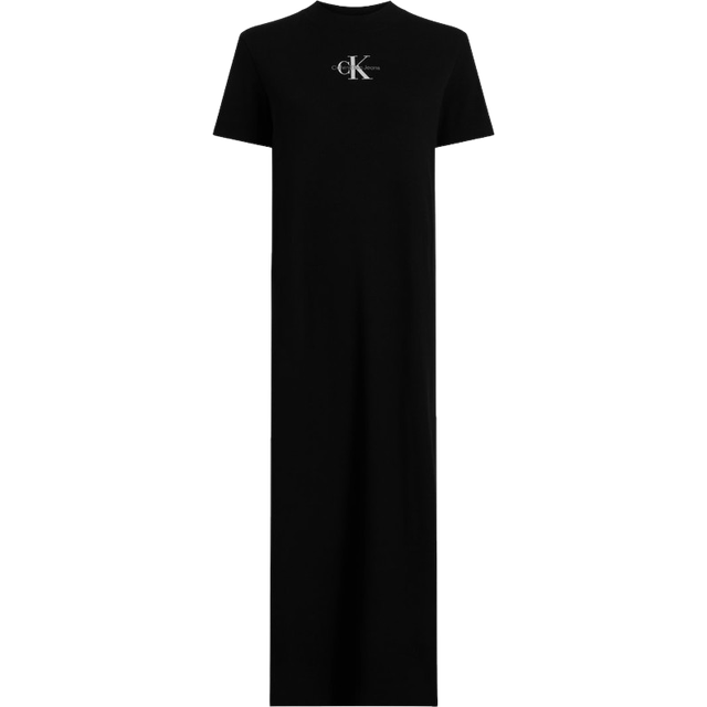 CALVIN KLEIN JEANS Monologo Long Rib Tee Dress |Svart |XS