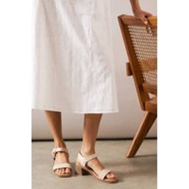 Womens Good For The Sole: Orithia Faux Leather Comfort Sock Block Heel Sandals - Beige - 3
