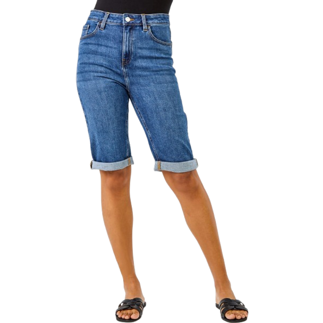 Roman Essential Stretch Knee Length Shorts In Mid Blue - 20