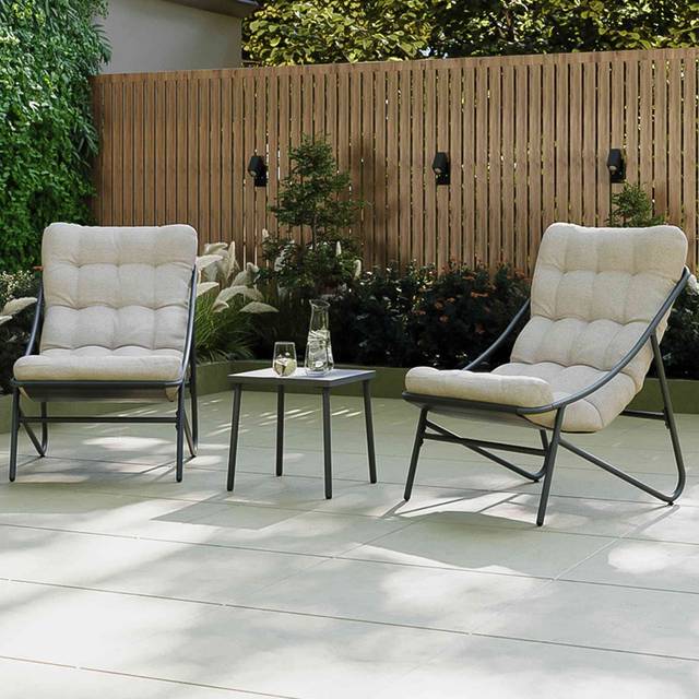 Charles Bentley Porto 2 Seater Bistro Set with Cushions, Grey