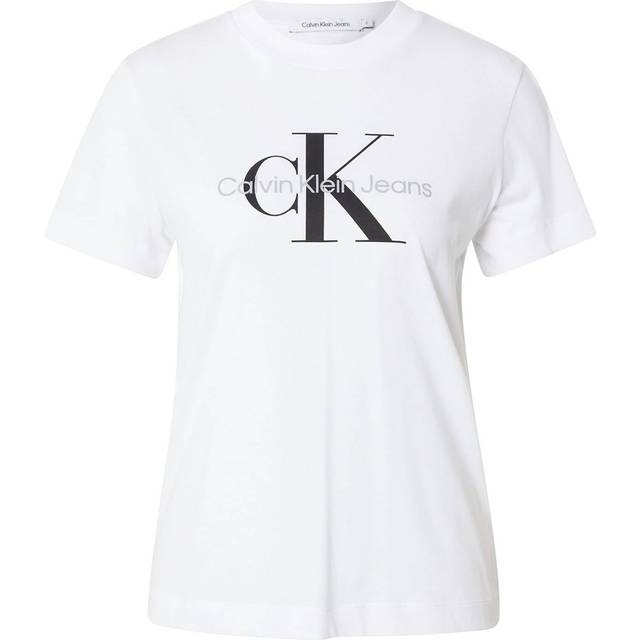 Calvin Klein Jeans Monologo Regular T-Shirt - White, White, Size Xl, Women - XL