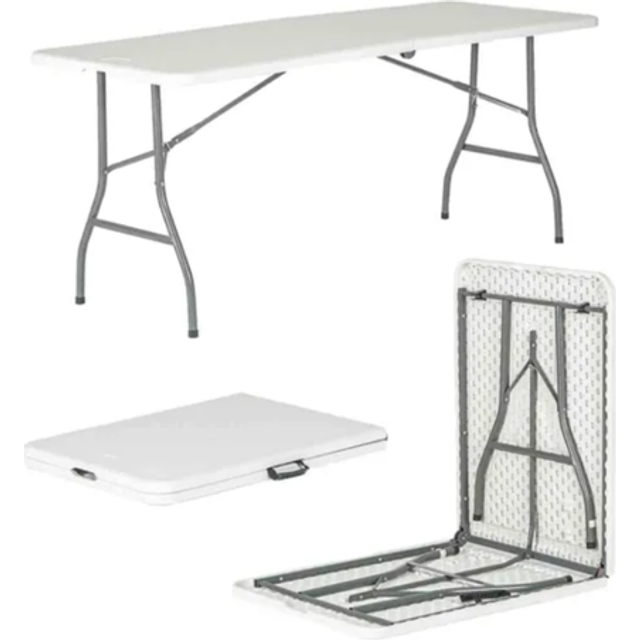 6 Feet / 180cm Rectangle Plastic Folding Trestle Table - White