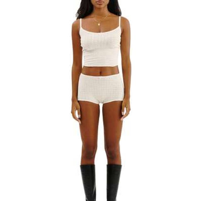 SHEIN Women 2 Piece Pajamas Set Bow Sleeveless Camisole And Elastic Shorts Loungewear Soft Sleepwear For Nightwear