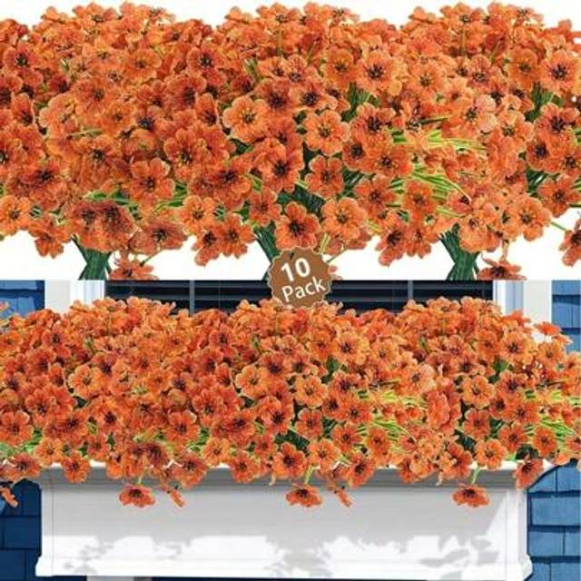 SHEIN 10 Bunches Artificial Christmas Plants, UV-Resistant Fake Greenery For Outdoor Home Decor, Premium Oxidation-Resistant Boston Fern With Real Touch, In