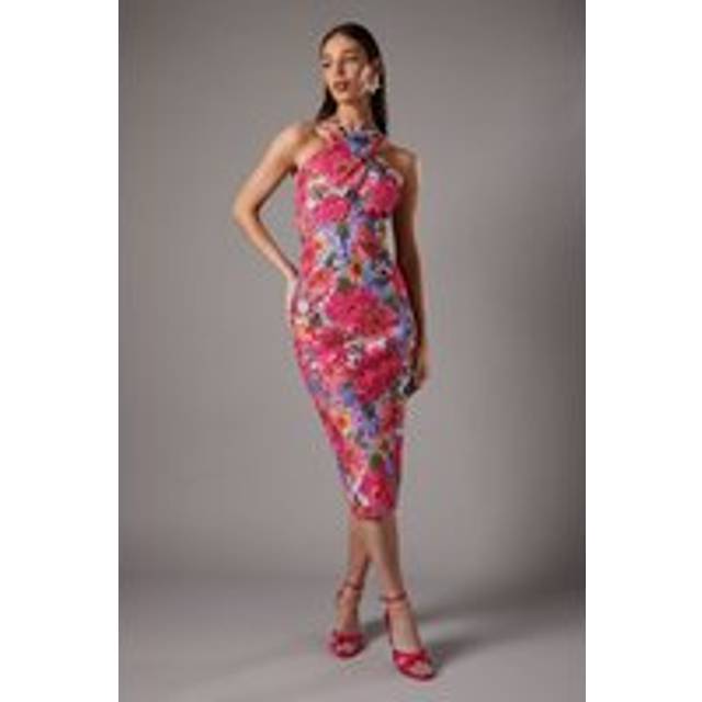 Printed Lace Tulip Shift Dress - Red - 18