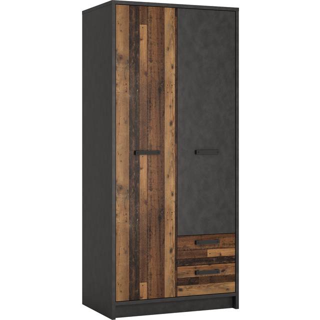 Brooklyn 2 Door Wardrobe With 2 Drawers In Walnut And Dark Matera Grey