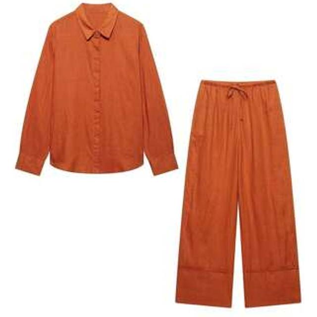 SHEIN Women 2 Pieces Fashion Loose Shirts New Fashion Wide Leg Pants Sets Women Suit Casual Two Pieces Set Women Outfit
