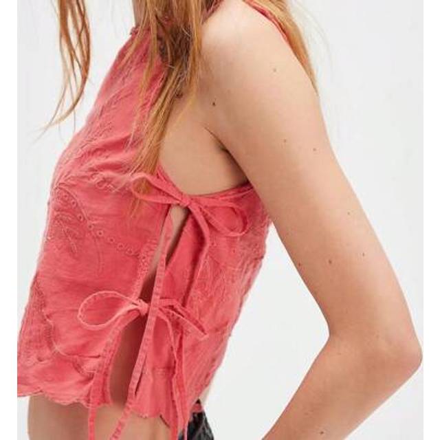 SHEIN Y2k Women Tie Side Tank Top Crop Cute Sleeveless Lace Up Loose Vest Fp Split Square Neck Going Out Shirts Summer
