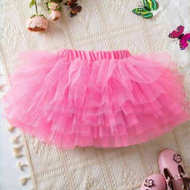 SHEIN Young Girl Pleated Mini Skirt, Versatile Cake-Style Mesh Tutu Skirt For Children