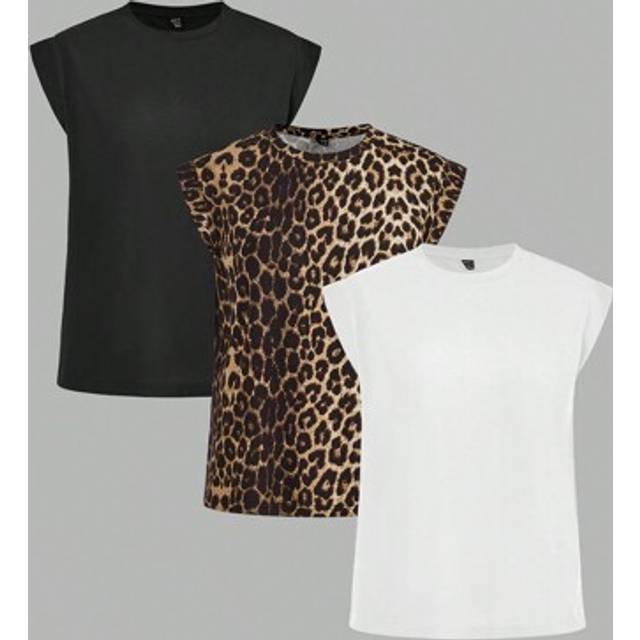 SHEIN 3pcs Set Casual Minimalist Round Neck Cap Sleeve Fitted Women T-Shirt, Suitable For Summer Summer