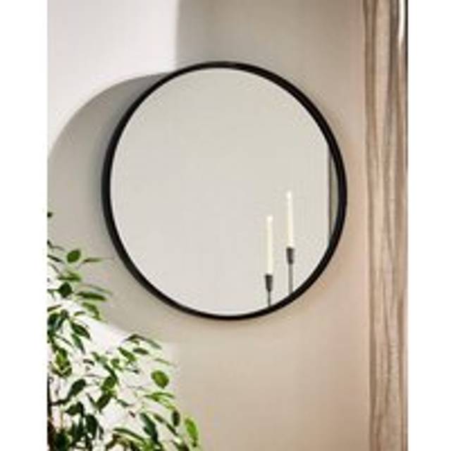 Classic Black Circular Decorative Framed Mirror Bathroom, Bedroom, Hallway Wall Mirror 60cm - Medium
