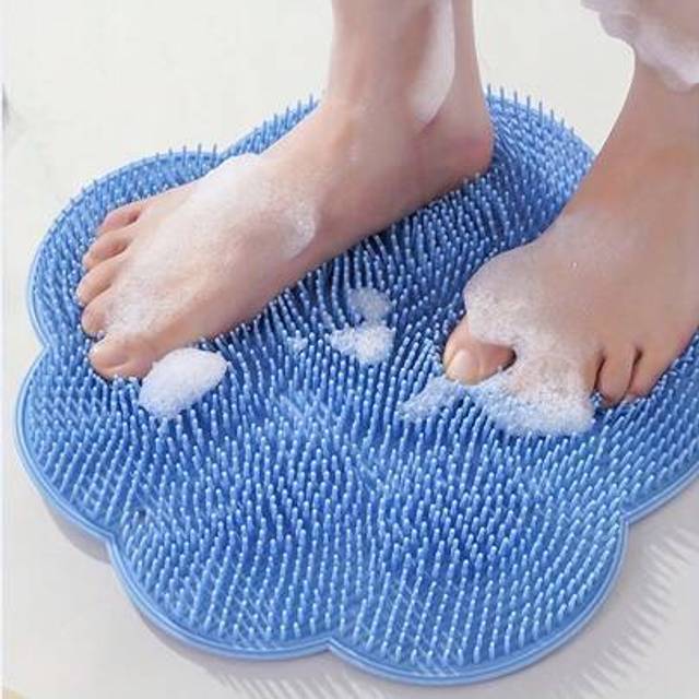 SHEIN 1 Piece Of Silicone Shower Foot Mat - Anti-Slip, Easy To Clean, Enhances Wear And Tear, Foot Massage, Lazy Bath, Massage Mat - Durable Shower Foot Mat