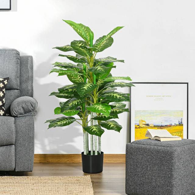 HOMCOM Artificial Evergreen Tree Fake Plant in Pot Indoor Decor