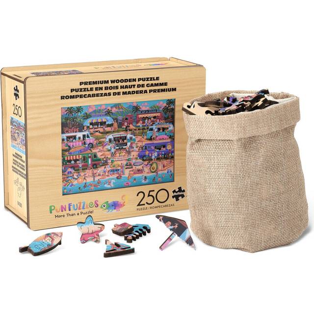 Buffalo Games - Hawaiian Food Truck Festival Wood Puzzle - Whimsy Cut Jigsaw Pieces - 250 Piece Jigsaw Puzzle - Ages 14 and Up