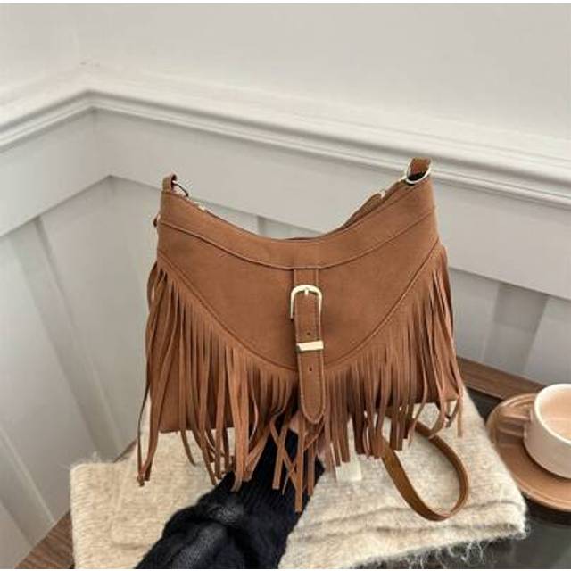 SHEIN 1pc Brown PU Smooth Zipper Tassel Decor Fashionable Versatile Casual Crossbody Bag, Suitable For Women&#39;s Daily Use, Perfect For Rodeo Occasion