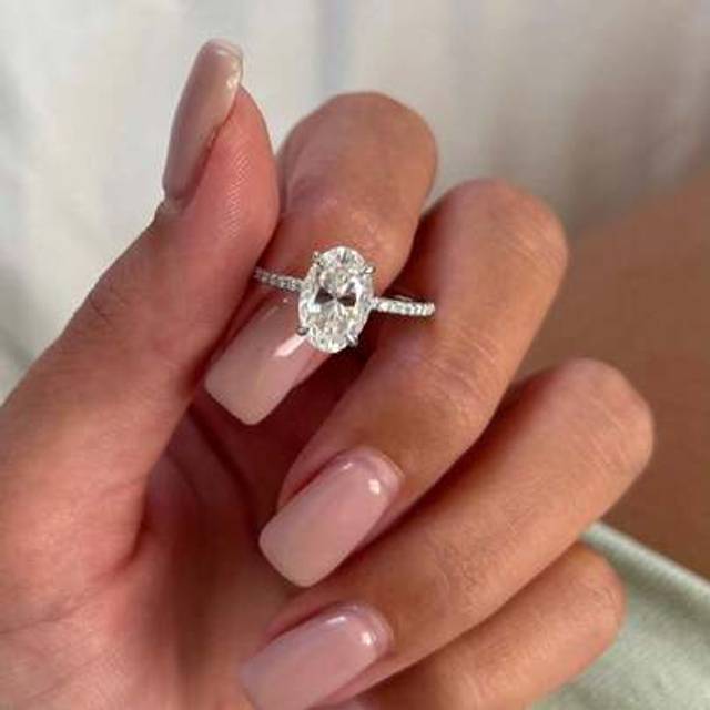 SHEIN 1PC 1ct 2ct 5ct Sparkle Oval Engagement Ring Wedding Band For Women 925 Sterling Silver Promise Ring Eternity Ring Fine Jewelry Gift
