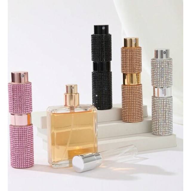 SHEIN 8ml Diamond Style Perfume Refillable Bottle With Press-And-Spray Pump, Portable And Leak-Proof, With Fine Mist Dispenser And Lipstick Style Design, Fe