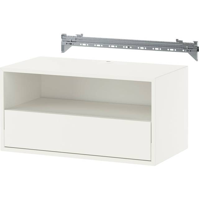 EKET väggmonterad mediahylla med skena, vit, 70x35x35 cm