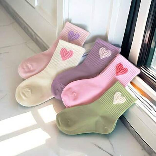 SHEIN 4 Pairs Kids Simple Random Candy Color High Elastic Mid-Calf Socks,Children&#39;s Socks With Big Heart Design,Sports&Athletic Socks For Youth&Teen&Kids&Ba