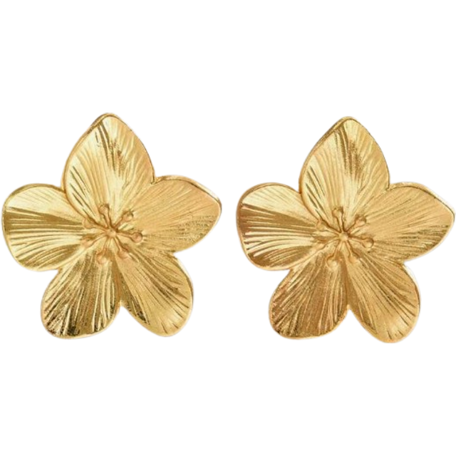 SHEIN 1 Pair Retro Gold Floral Earrings For Women, Holiday, Party, Gift