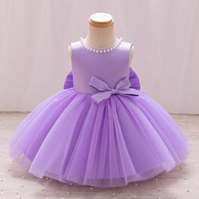 SHEIN Baby Girl Christmas Princess Dress, Dance Party Formal Dress, Flower Dress For Party&Wedding, Pink Tulle Puff Skirt, White Beaded V-Back Big Bow Princ