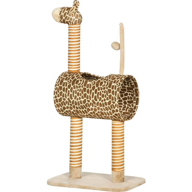 PawHut Cat Tree Cute Giraffe Kitten Play Tower w/ Scratching Posts - Tunnel - Ball | TJ Hughes