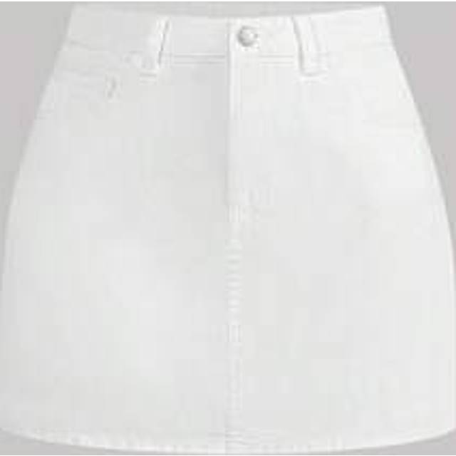 SHEIN Women&#39;s Mini Denim Skirt, Red Cotton Casual
