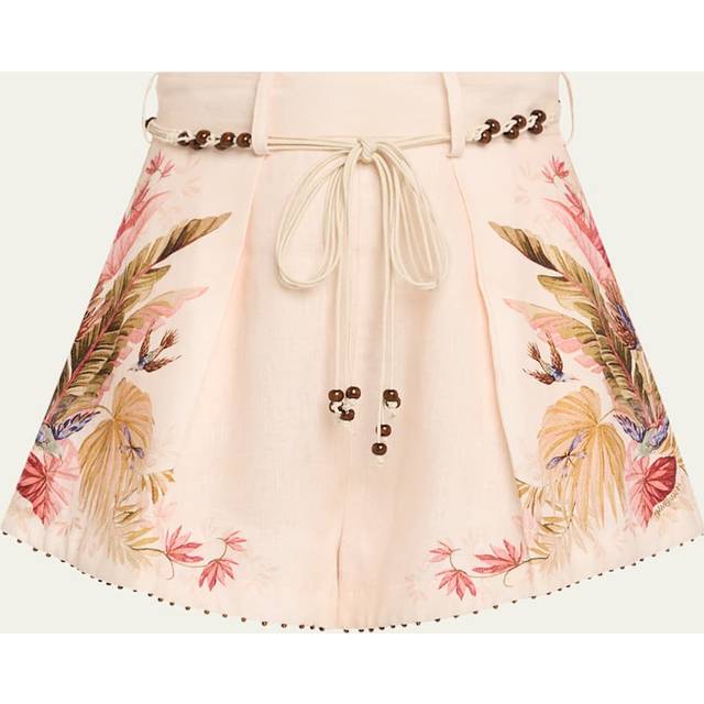 Ascension Tuck Shorts - Cream Palm Floral - 1